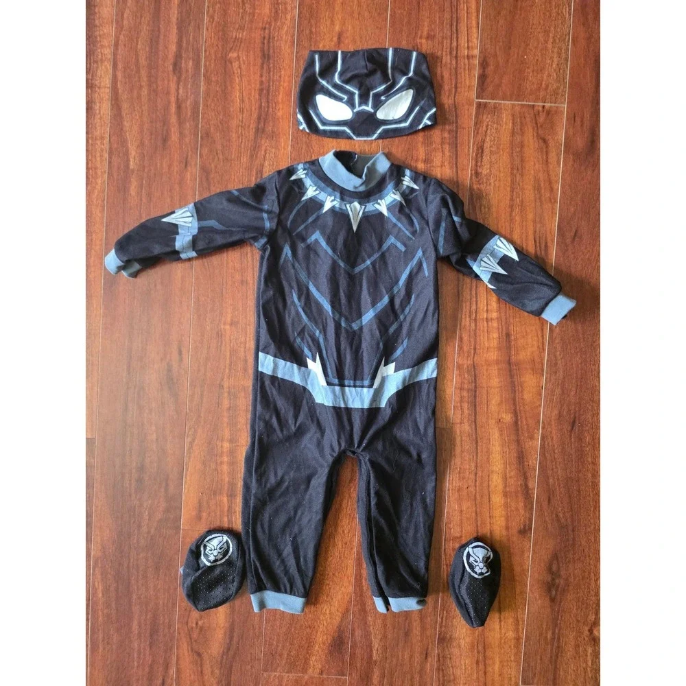 Marvel Black Panther Infant Costume 4 Piece Set 6-12M Jazwares Black